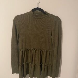 Moa Moa Olive Ribbed Knit Top